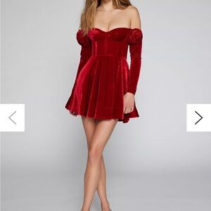 NWT Bardot Sigma Velour Off-The-Shoulder Mini Dress Size 6